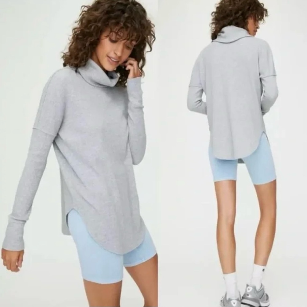 TNA Light Grey Thermal Waffle Knit Cowl Neck Sweater Size‎ Small
